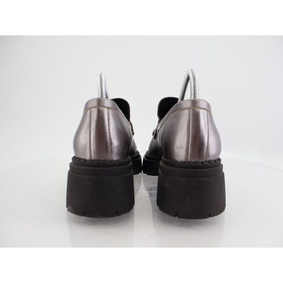 Free People Womens Lyra Lug Sole Penny Loafers Chunky Silver Leather 39 EU / 9 - Picture 2 of 14